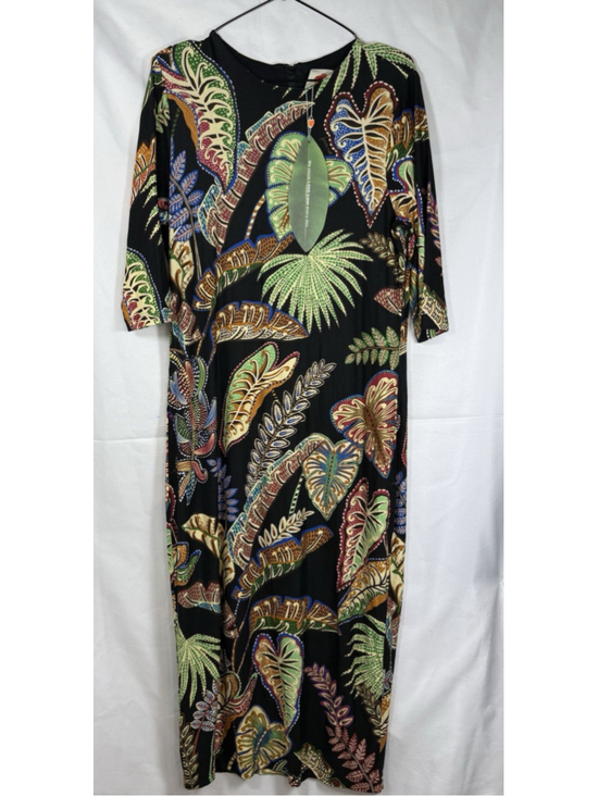 Farm Rio Dresses & Skirts - NWT Farm Rio Cool Foliage Tropical Print Midi Dress Black Multi Color Size XL